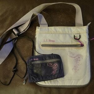 L.L. Bean Grey and Purple Crossbody Bag Set